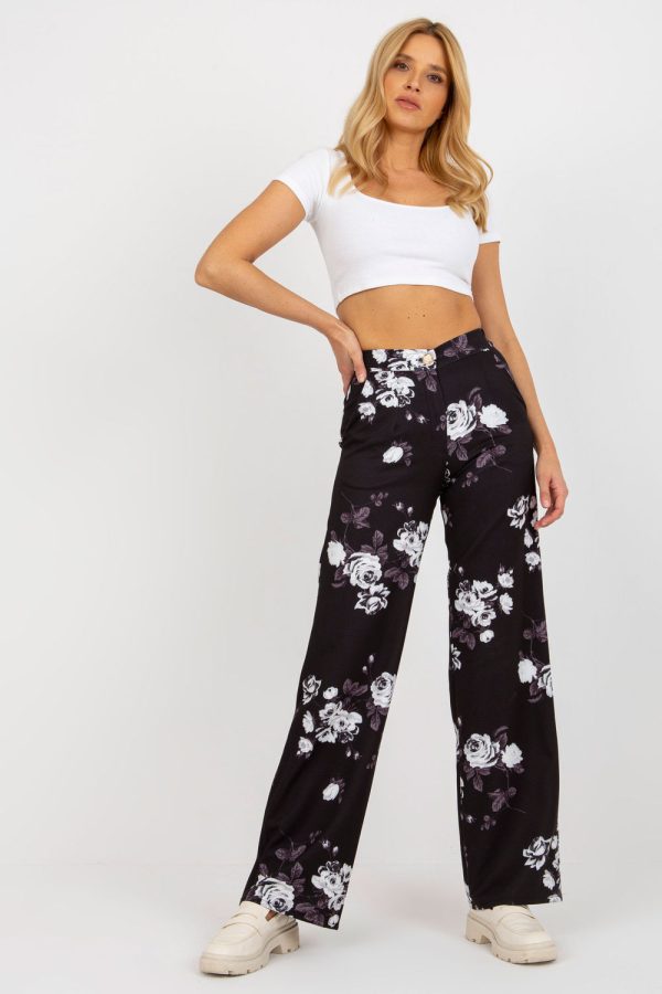 Black Women Trousers in Casual Pants For Women with Cotton, Spandex and Polyester
