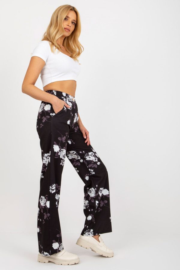 Black Women Trousers in Casual Pants For Women with Cotton, Spandex and Polyester