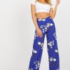 Blue Women Trousers in Casual Pants For Women with Cotton, Spandex and Polyester