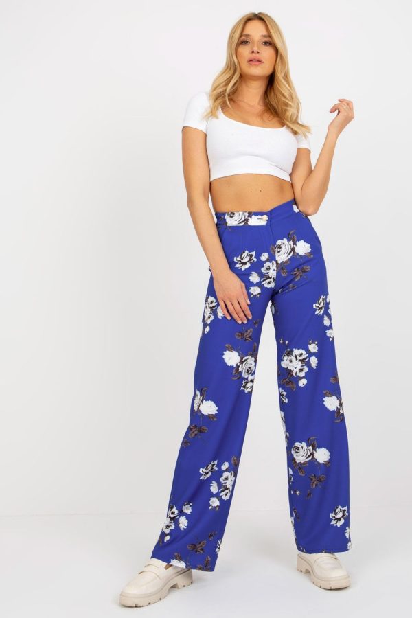 Blue Women Trousers in Casual Pants For Women with Cotton, Spandex and Polyester