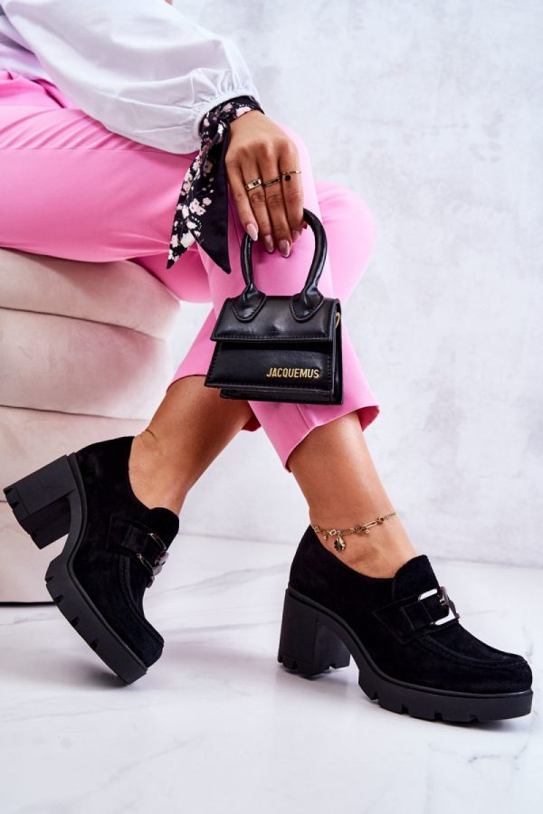 Black Heeled Low Shoes in Women`s Ankle Boots & Booties with Fabric, Footbed, Upper Height, Heel Height and Sole Height