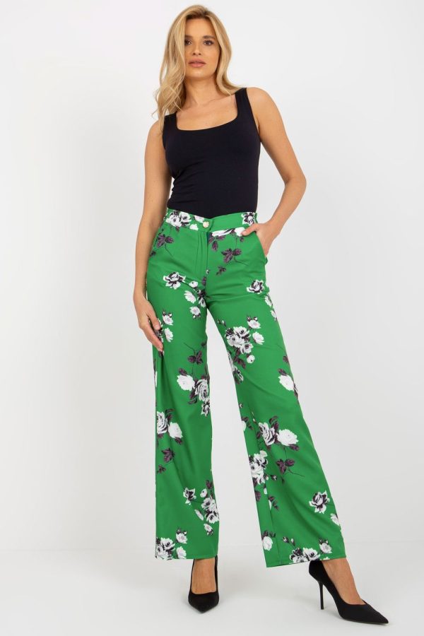 Green Women Trousers in Casual Pants For Women with Cotton, Spandex and Polyester