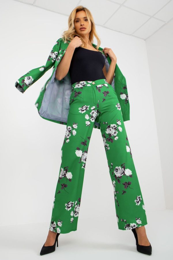 Green Women Trousers in Casual Pants For Women with Cotton, Spandex and Polyester