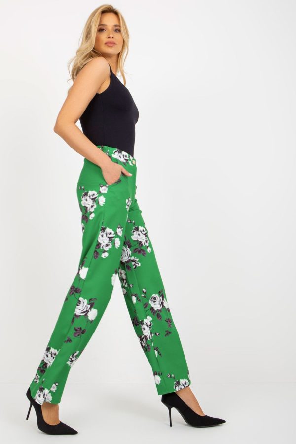 Green Women Trousers in Casual Pants For Women with Cotton, Spandex and Polyester