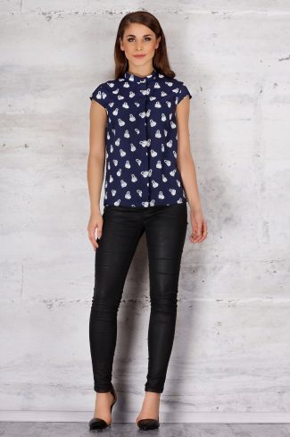 Blue Shirt in Shirts For Women with Spandex and Polyester