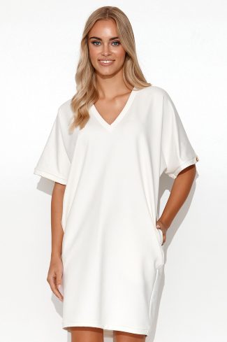 Beige Daydress in Day Dresses with Cotton and Spandex