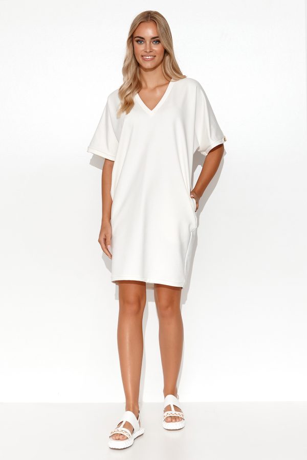 Beige Daydress in Day Dresses with Cotton and Spandex