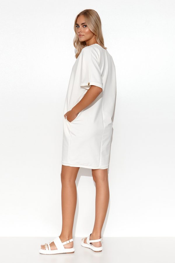 Beige Daydress in Day Dresses with Cotton and Spandex
