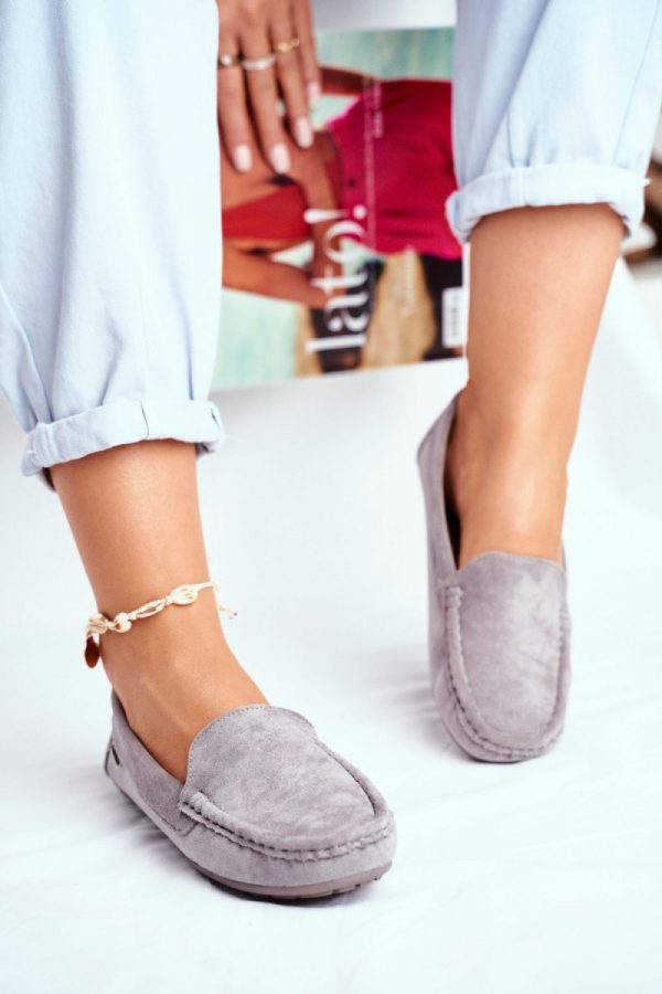 Grey Mocassin in Moccasins, Loafers with Fabric, Footbed and Sole Height