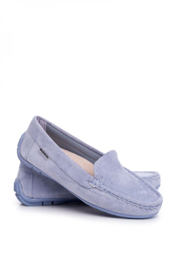 Blue Mocassin in Moccasins, Loafers with Fabric, Footbed and Sole Height