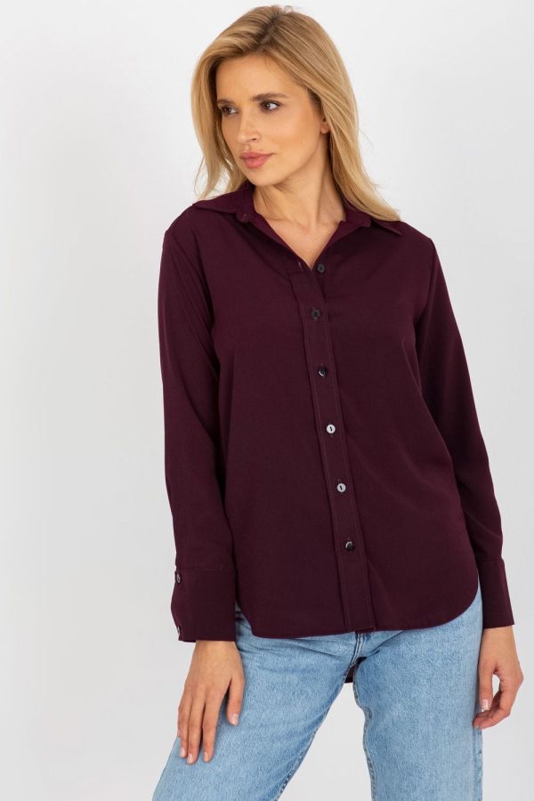 Violet Long Sleeve Shirt in Shirts For Women with Cotton, Spandex and Polyester