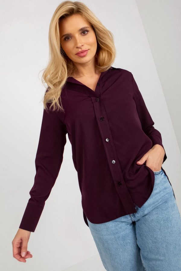 Violet Long Sleeve Shirt in Shirts For Women with Cotton, Spandex and Polyester