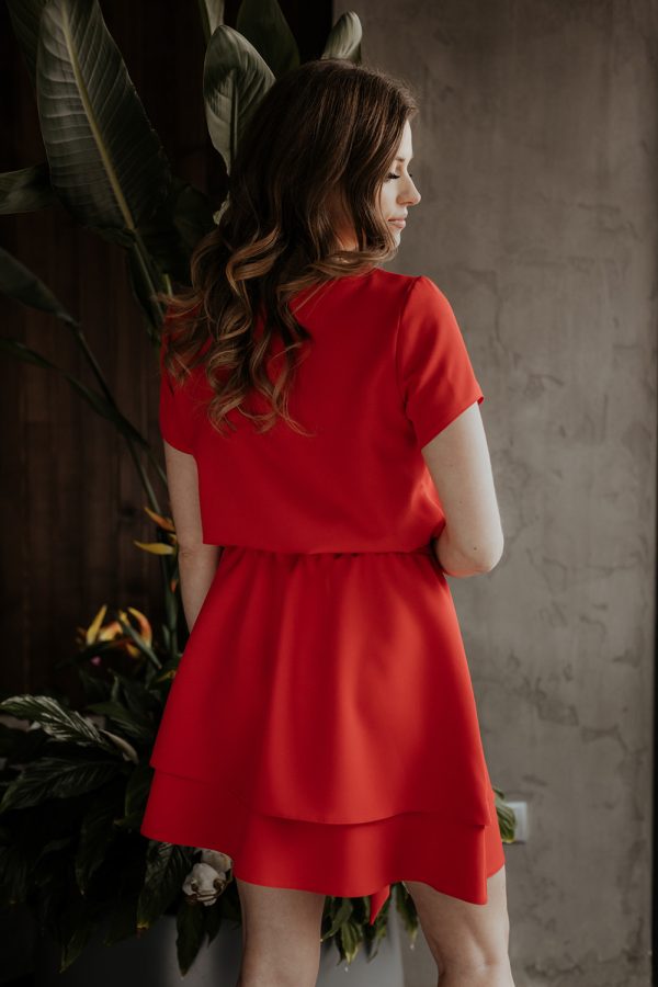 Red Daydress in Day Dresses with Spandex and Polyester