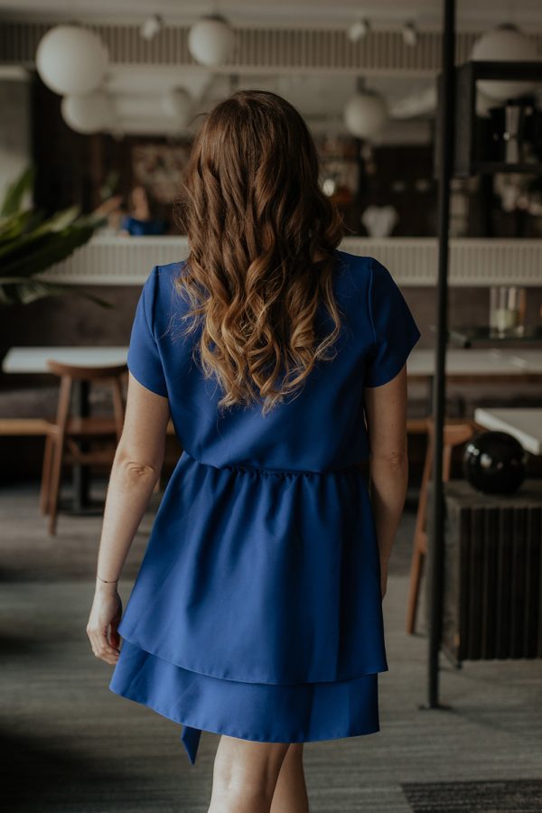 Navy Blue Daydress in Day Dresses with Spandex and Polyester