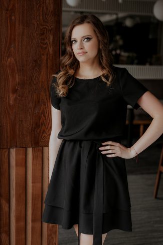 Black Daydress in Day Dresses with Spandex and Polyester
