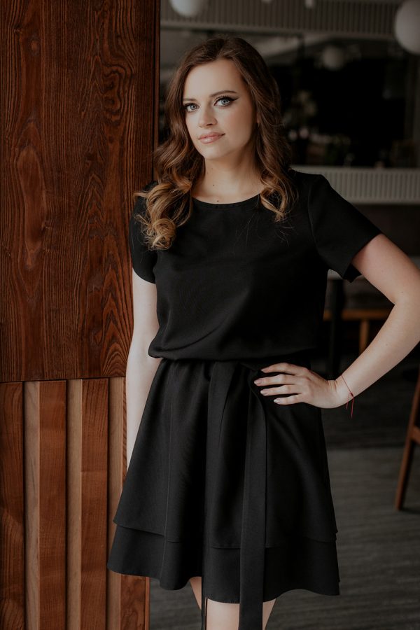 Black Daydress in Day Dresses with Spandex and Polyester