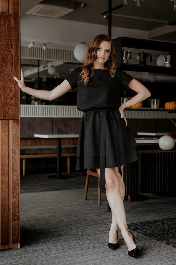 Black Daydress in Day Dresses with Spandex and Polyester
