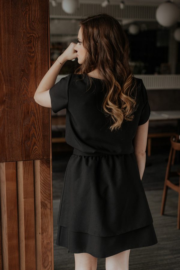 Black Daydress in Day Dresses with Spandex and Polyester