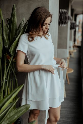 White Daydress in Day Dresses with Spandex and Polyester