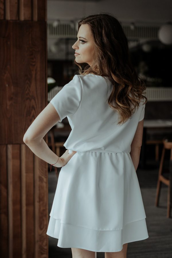 White Daydress in Day Dresses with Spandex and Polyester