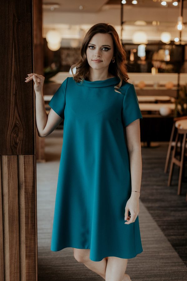 Green Daydress in Day Dresses with Spandex and Polyester