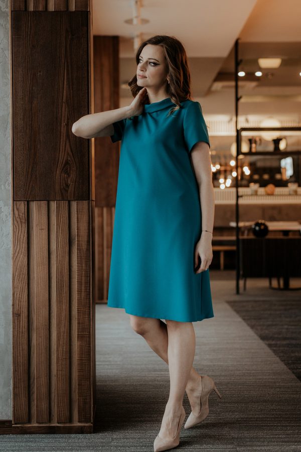 Green Daydress in Day Dresses with Spandex and Polyester