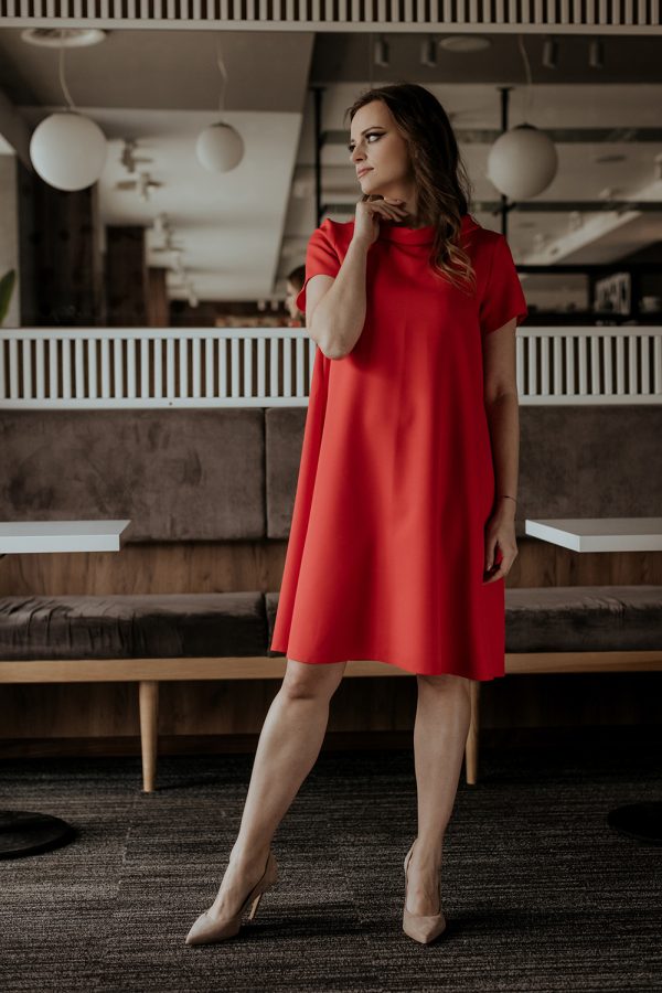 Red Daydress in Day Dresses with Spandex and Polyester