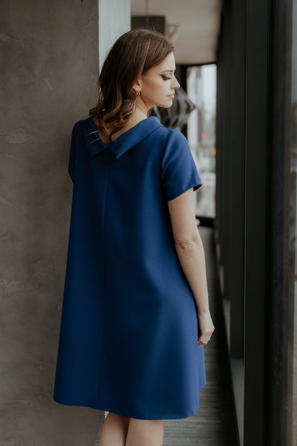 Navy Blue Daydress in Day Dresses with Spandex and Polyester