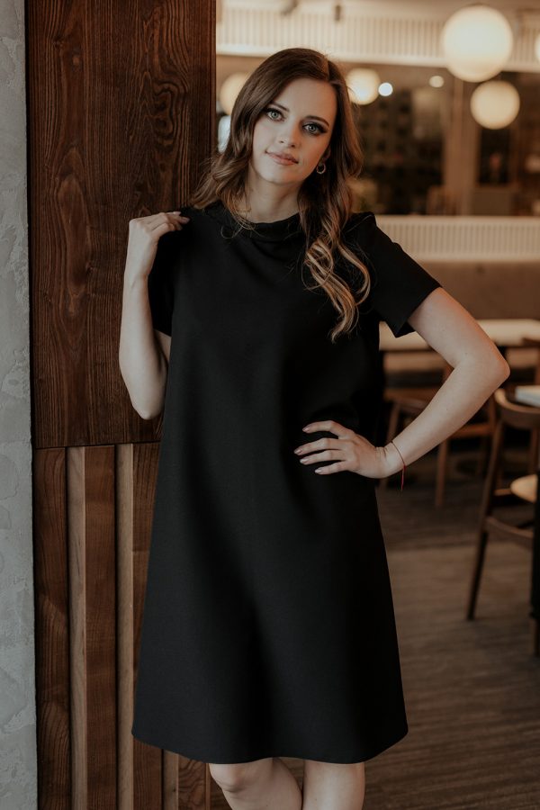 Black Daydress in Day Dresses with Spandex and Polyester