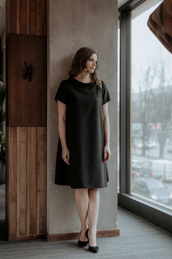 Black Daydress in Day Dresses with Spandex and Polyester