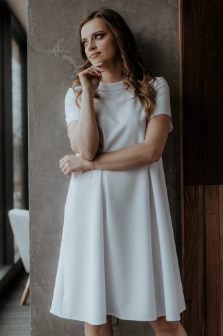 White Daydress in Day Dresses with Spandex and Polyester