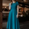 Green Daydress in Day Dresses with Spandex and Polyester