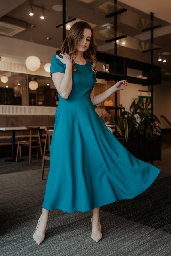 Green Daydress in Day Dresses with Spandex and Polyester