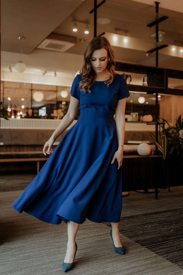 Navy Blue Daydress 9 in Spandex and Polyester