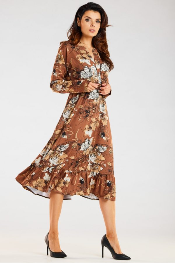 Brown Daydress in Day Dresses with Spandex and Polyester