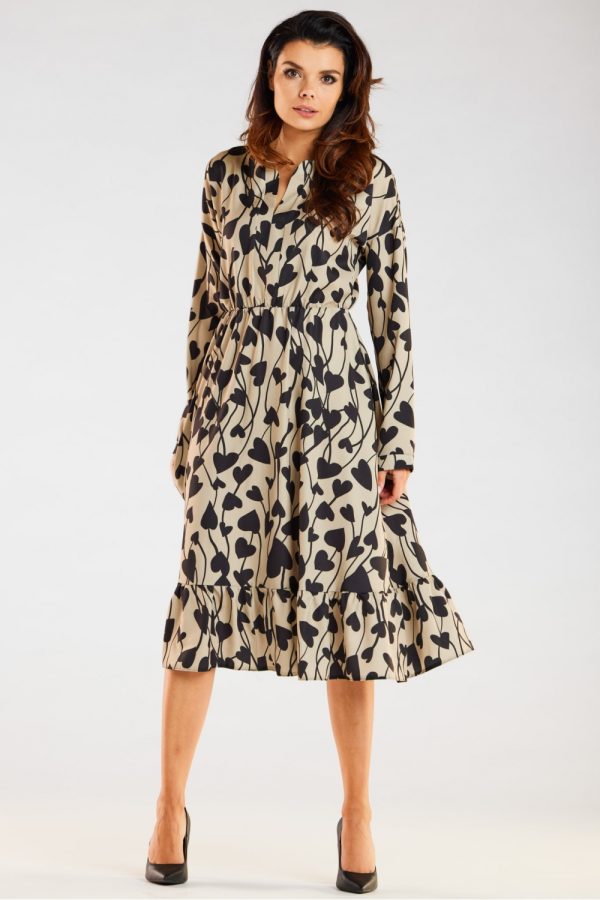 Beige Daydress in Day Dresses with Spandex and Polyester