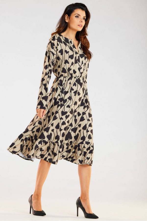 Beige Daydress in Day Dresses with Spandex and Polyester