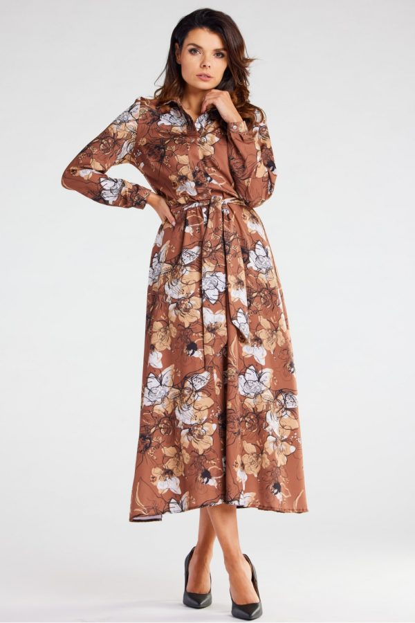 Brown Daydress in Day Dresses with Spandex and Polyester