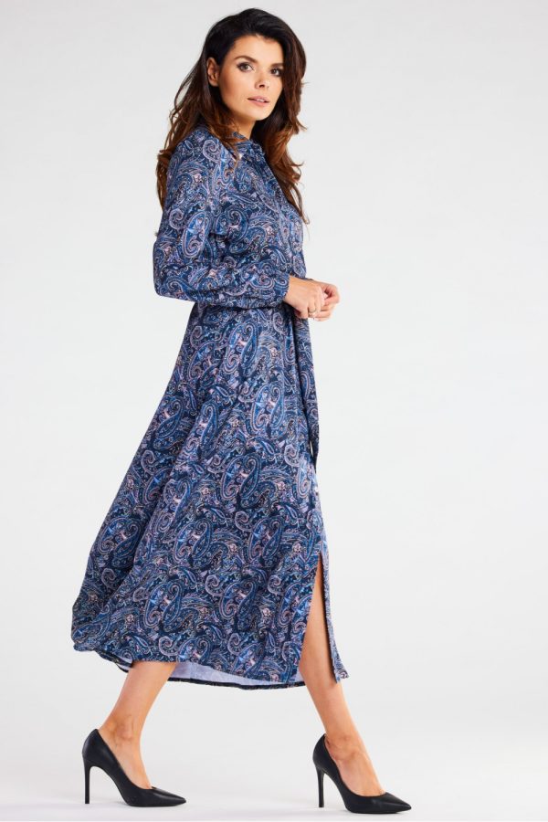 Navy Blue Daydress in Day Dresses with Spandex and Polyester