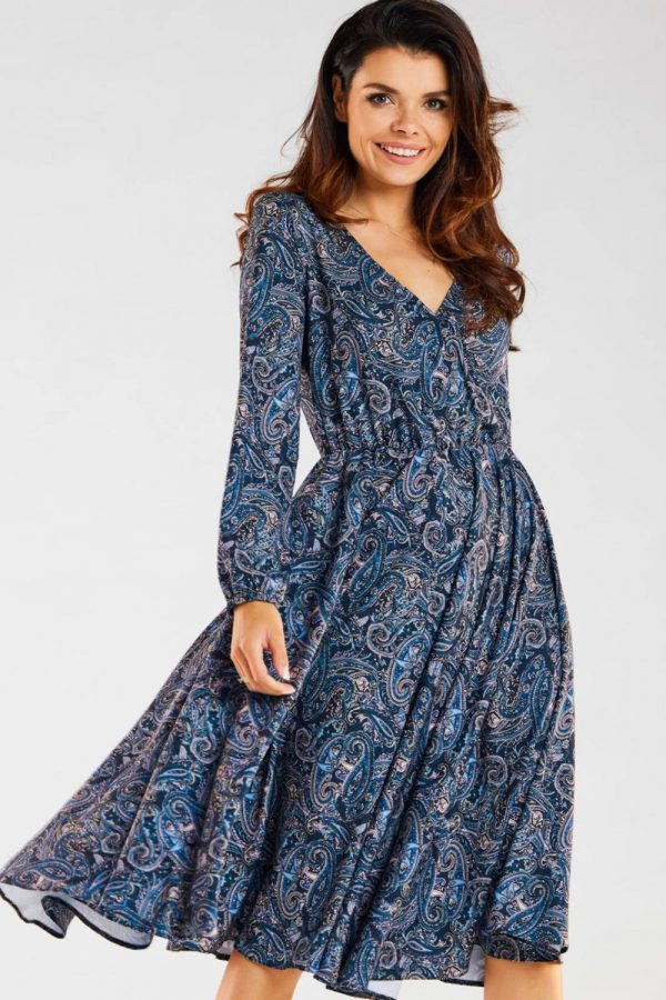 Navy Blue Daydress in Day Dresses with Spandex and Polyester