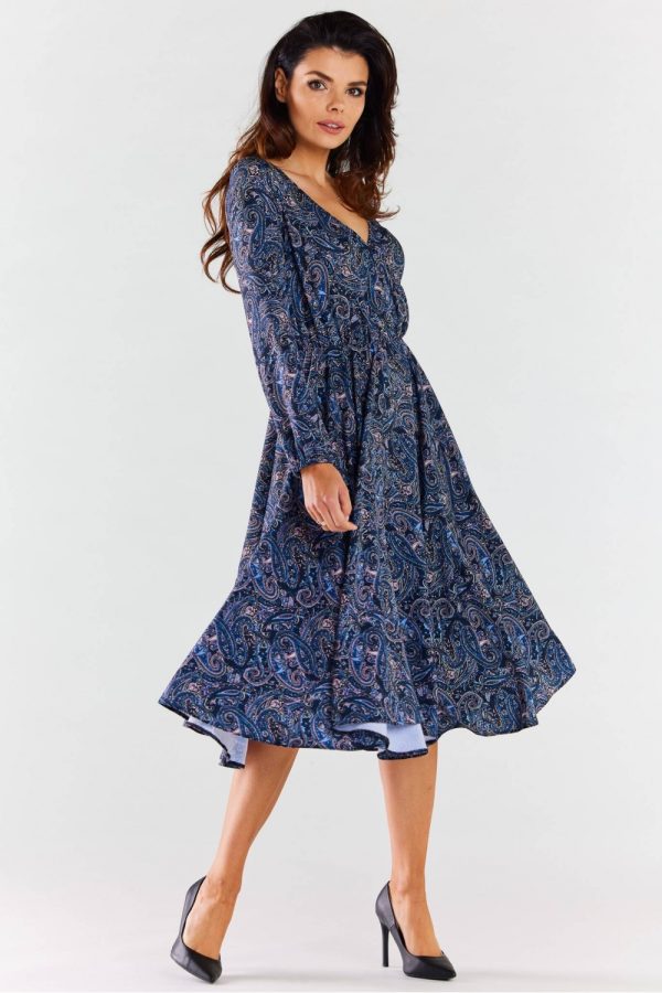 Navy Blue Daydress in Day Dresses with Spandex and Polyester