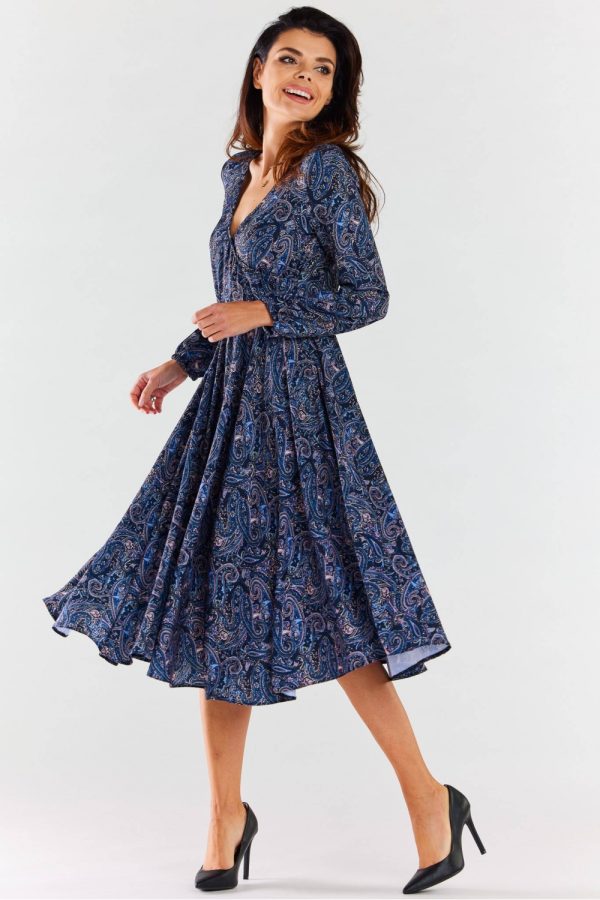 Navy Blue Daydress in Day Dresses with Spandex and Polyester