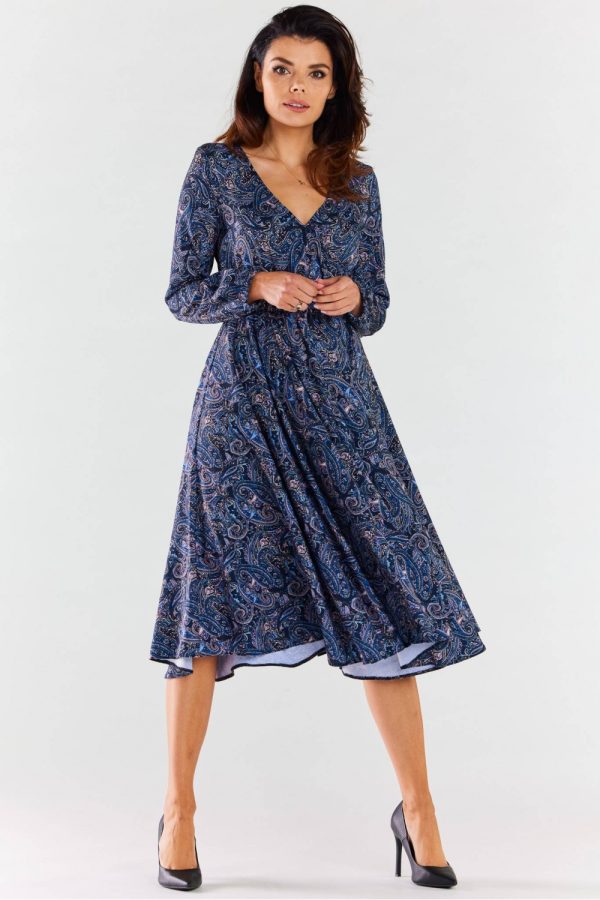 Navy Blue Daydress in Day Dresses with Spandex and Polyester