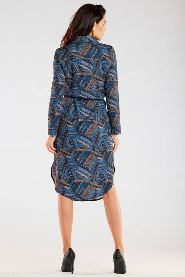 Navy Blue Daydress in Day Dresses with Spandex and Polyester