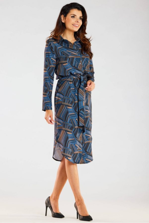 Navy Blue Daydress in Day Dresses with Spandex and Polyester