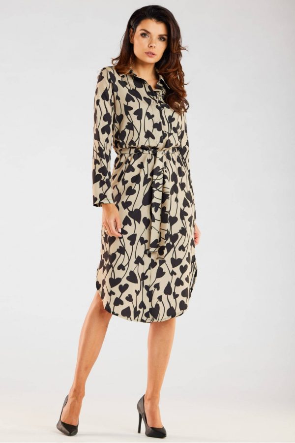 Beige Daydress in Day Dresses with Spandex and Polyester