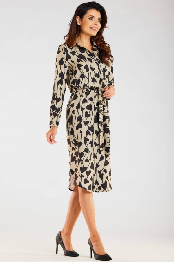 Beige Daydress in Day Dresses with Spandex and Polyester