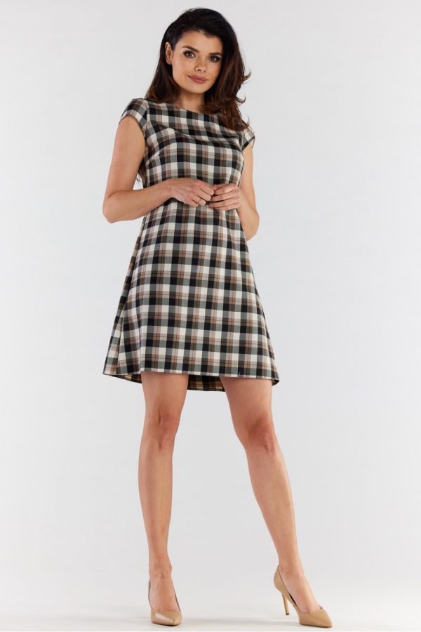 Brown Daydress in Day Dresses with Spandex, Polyester and Viscose
