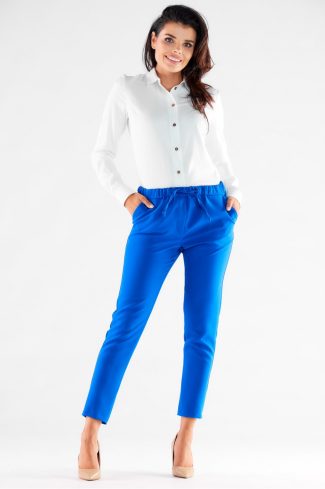Blue Women Trousers in Pants, Trousers, Shorts with Spandex and Polyester
