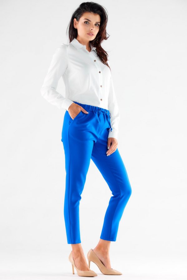Blue Women Trousers in Pants, Trousers, Shorts with Spandex and Polyester